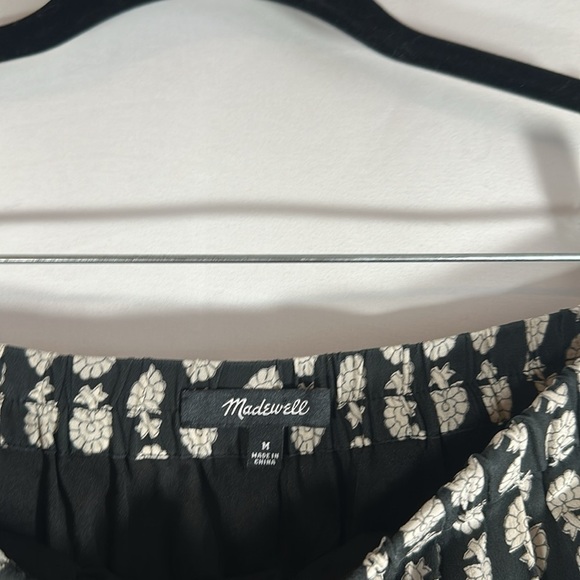 Madewell Silk Island Black & Cream Floral 100% Silk Skirt - Picture 6 of 8